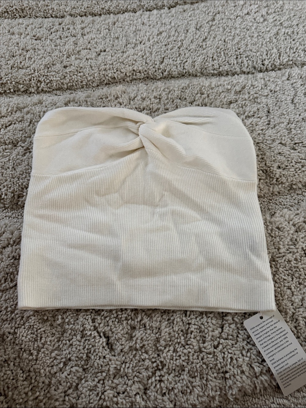 Twist-Front Strapless Ribbed Camisole Top - Cream